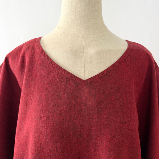 AGATHE New Oversized linen kaftan tunic top with wide kimono sleeves