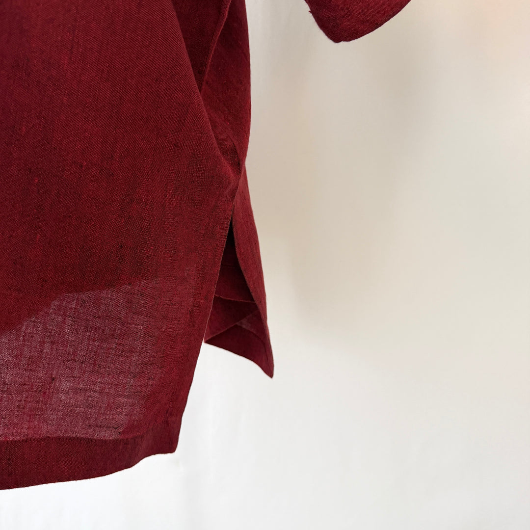 AGATHE New Oversized linen kaftan tunic top with wide kimono sleeves