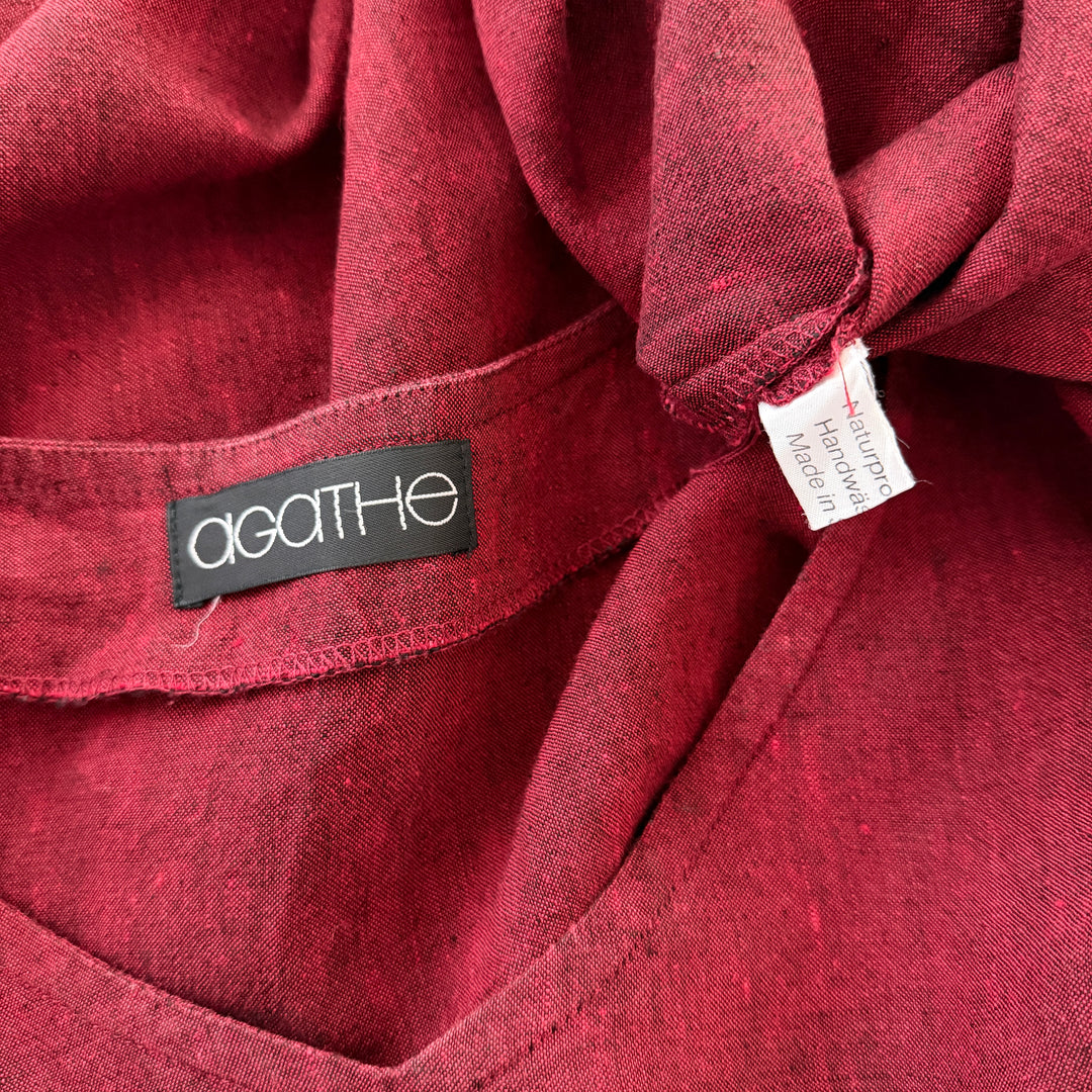 AGATHE New Oversized linen kaftan tunic top with wide kimono sleeves