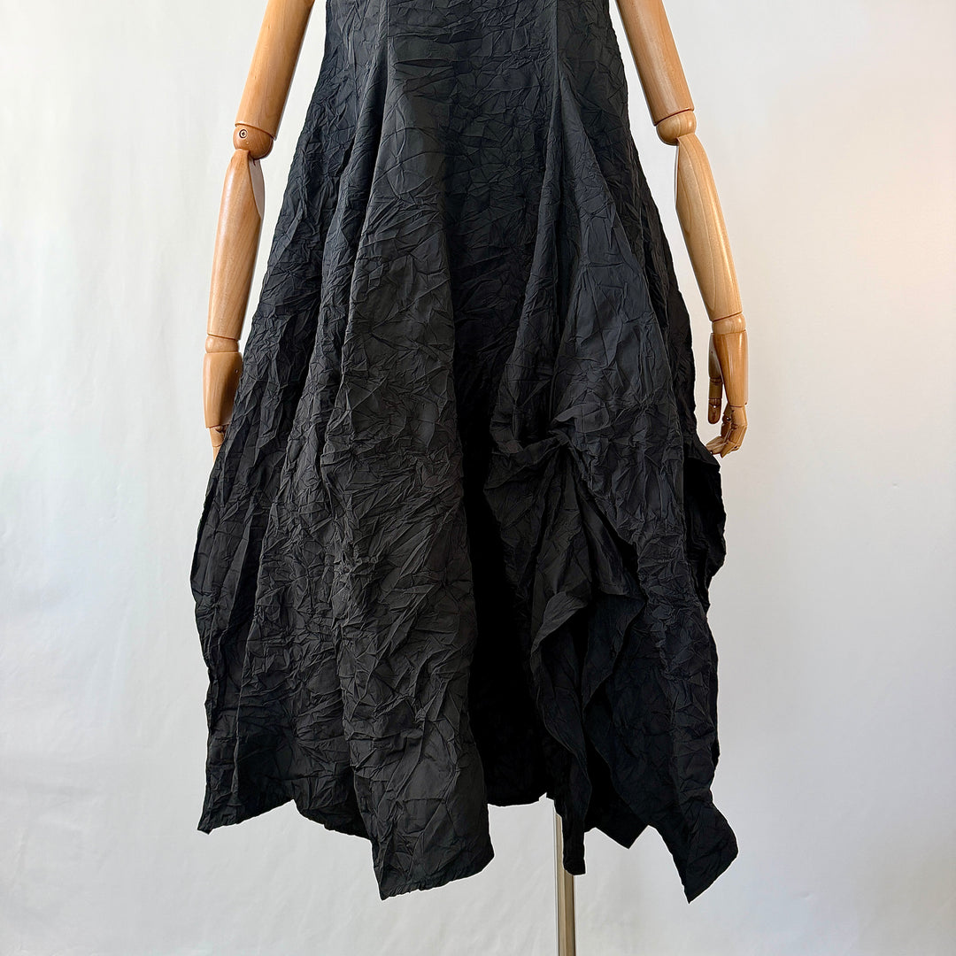 AMMA by Kedem Sasson New Black Sculptural Crinkle Balloon Dress