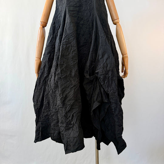 AMMA by Kedem Sasson New Black Sculptural Crinkle Balloon Dress
