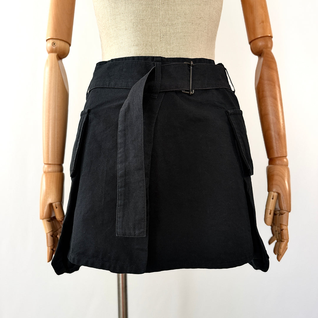 Ann Demeulemeester Archive Black Cotton-Linen Wrap Skirt