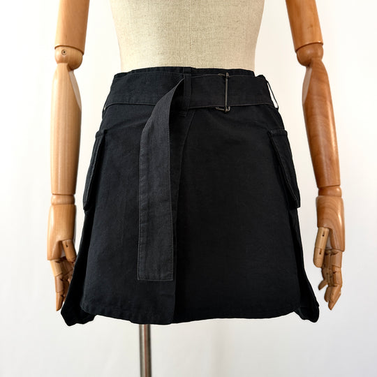 Ann Demeulemeester Archive Black Cotton-Linen Wrap Skirt