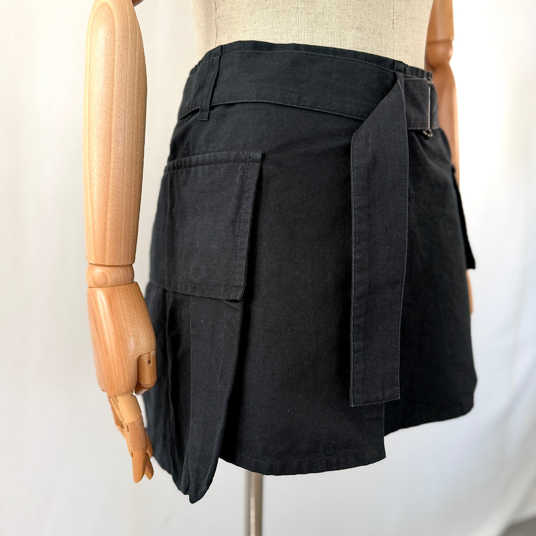 Ann Demeulemeester Archive Black Cotton-Linen Wrap Skirt