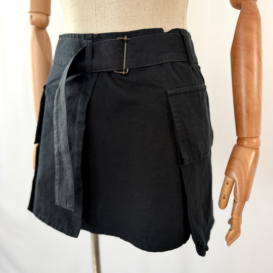Ann Demeulemeester Archive Black Cotton-Linen Wrap Skirt