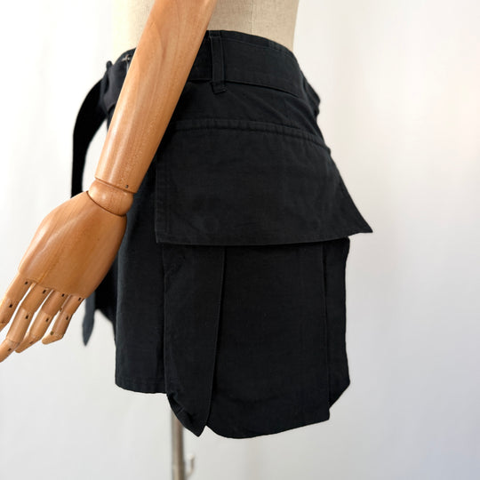 Ann Demeulemeester Archive Black Cotton-Linen Wrap Skirt