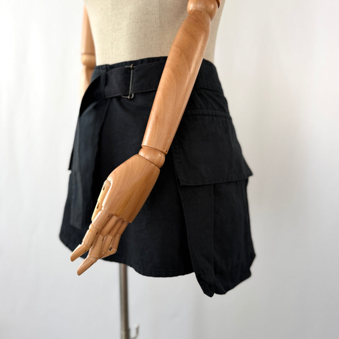 Ann Demeulemeester Archive Black Cotton-Linen Wrap Skirt