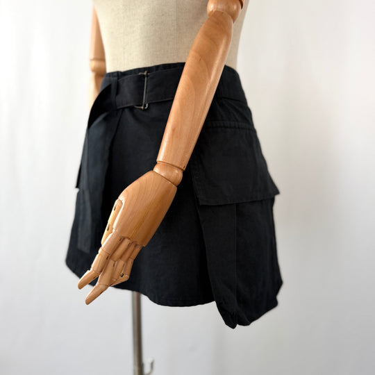 Ann Demeulemeester Archive Black Cotton-Linen Wrap Skirt