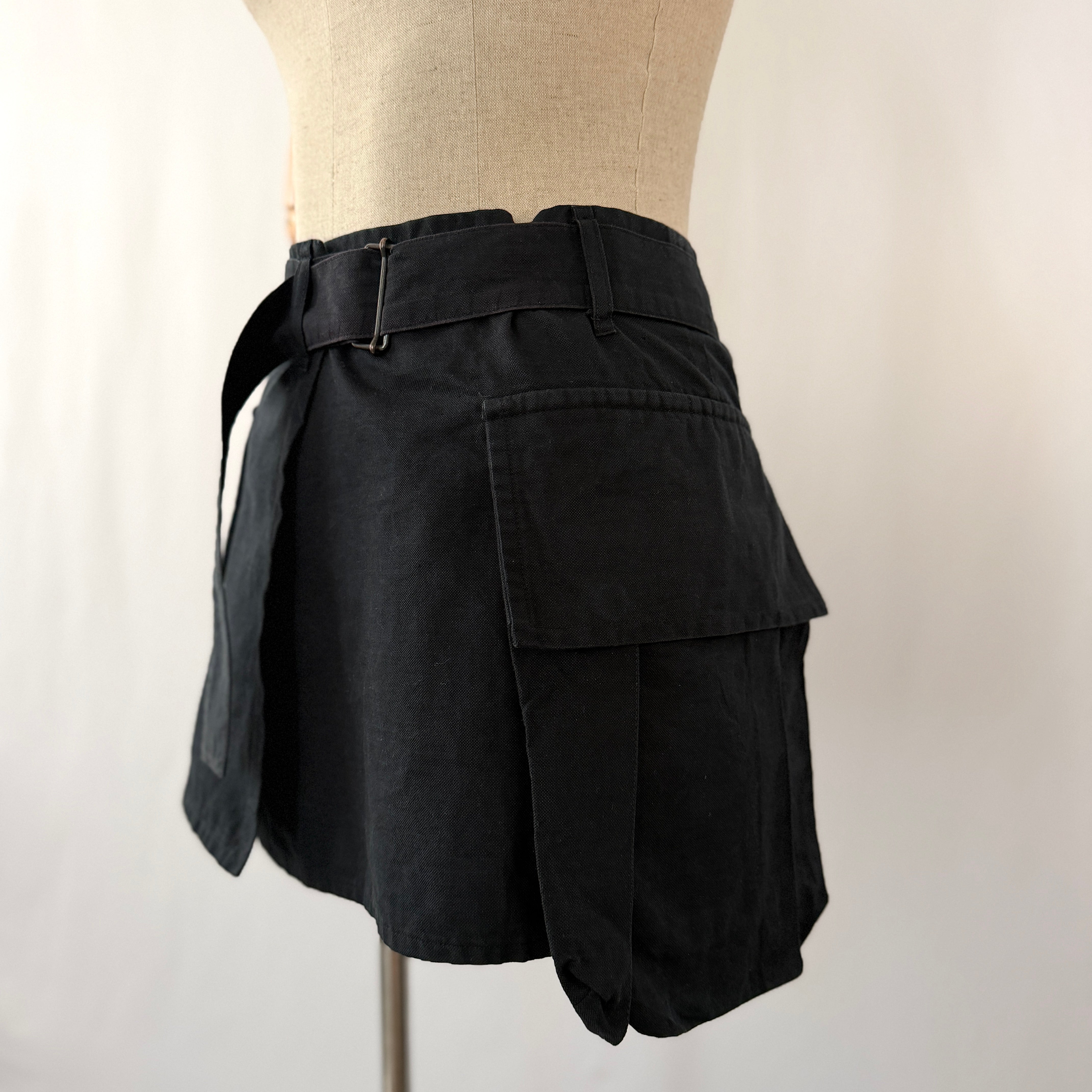 ANN DEMEULEMEESTER リネンコットン Archive Ann Demeulemeester Archive Black Cotton-Linen Wrap Skirt – Colette
