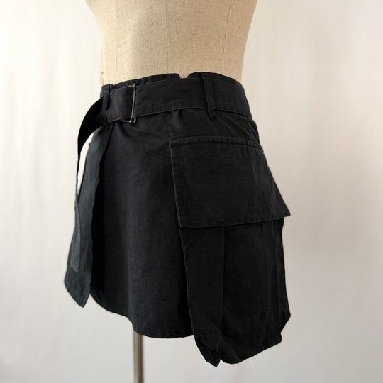 Ann Demeulemeester Archive Black Cotton-Linen Wrap Skirt