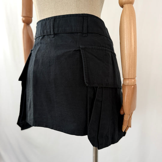 Ann Demeulemeester Archive Black Cotton-Linen Wrap Skirt