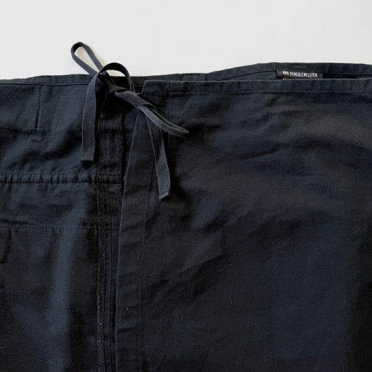 Ann Demeulemeester Archive Black Cotton-Linen Wrap Skirt