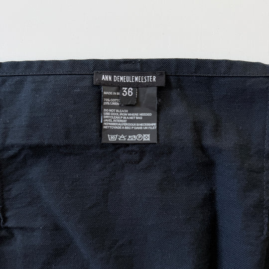 Ann Demeulemeester Archive Black Cotton-Linen Wrap Skirt