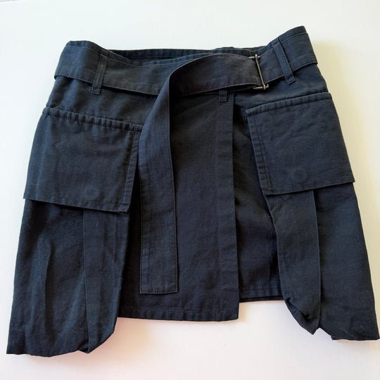 Ann Demeulemeester Archive Black Cotton-Linen Wrap Skirt