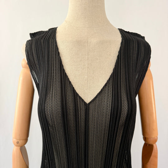 Pleats Please Issey Miyake Black Openwork Pleated  New Tunic Mini Dress