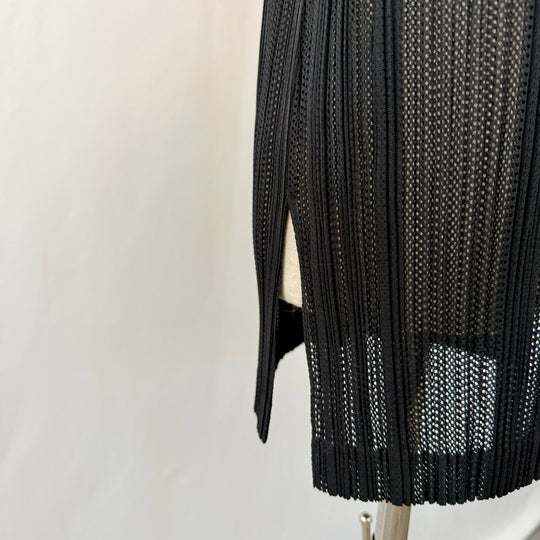 Pleats Please Issey Miyake Black Openwork Pleated  New Tunic Mini Dress