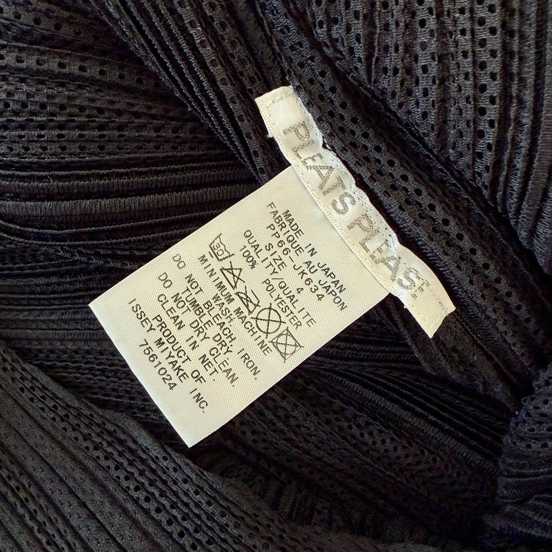Pleats Please Issey Miyake Black Openwork Pleated  New Tunic Mini Dress