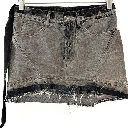 Rick Owens Early Archive 2004 Distressed Denim Skirt