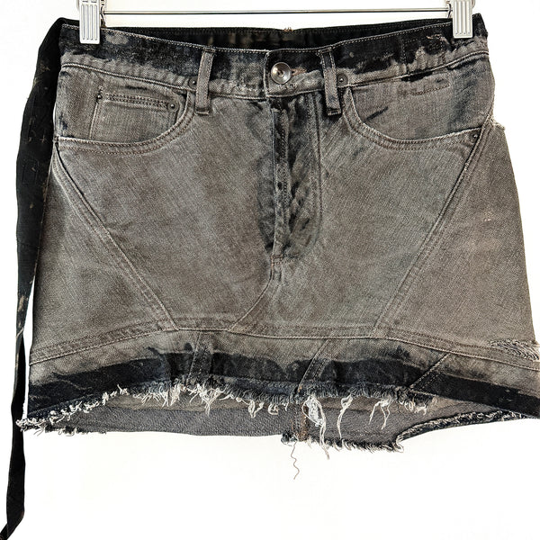 Rick Owens Early Archive 2004 Distressed Denim Skirt