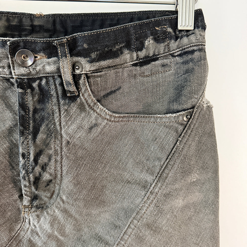 Rick Owens Early Archive 2004 Distressed Denim Skirt