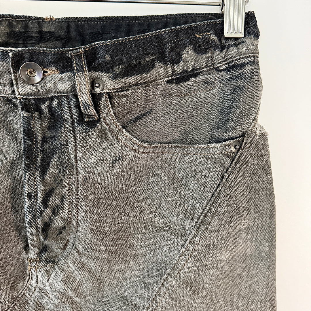 Rick Owens Early Archive 2004 Distressed Denim Skirt