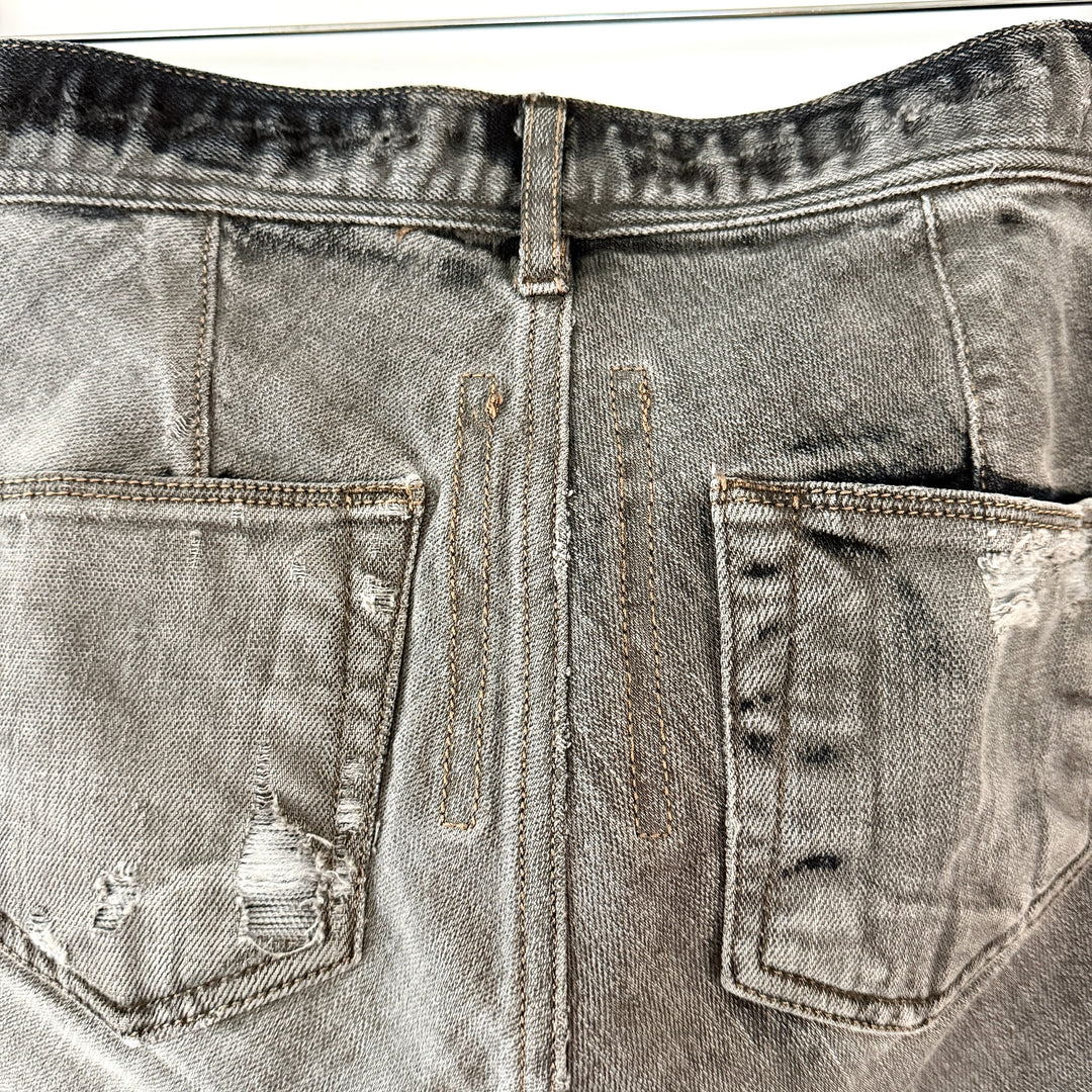Rick Owens Early Archive 2004 Distressed Denim Skirt