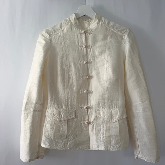 EN SOIE enSoie Zurich white silk blazer