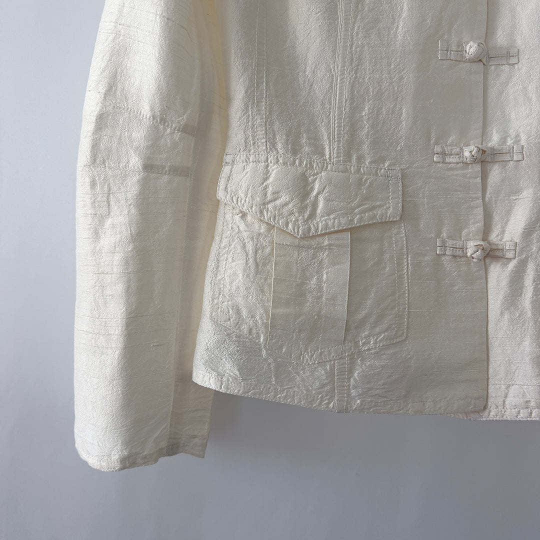 EN SOIE enSoie Zurich white silk blazer