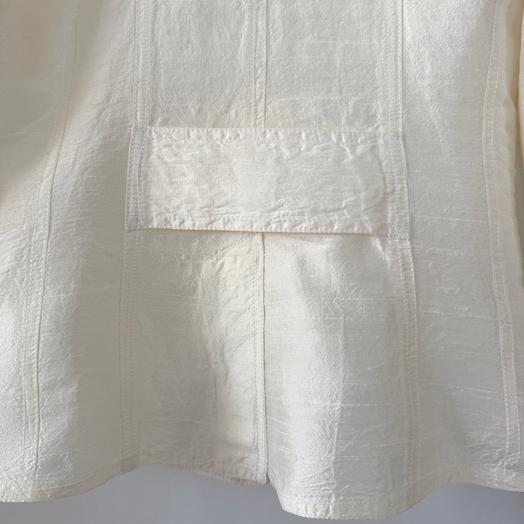 EN SOIE enSoie Zurich white silk blazer