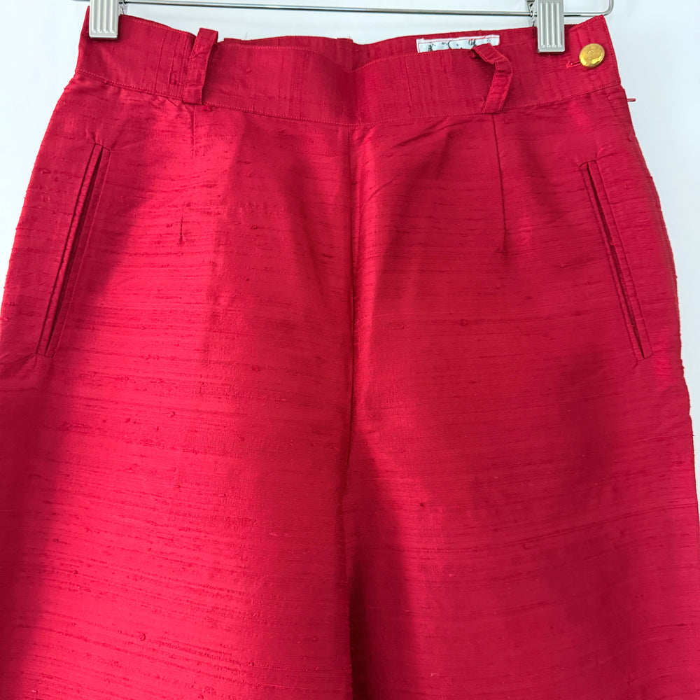 EN SOIE enSoie Zurich red silk pants