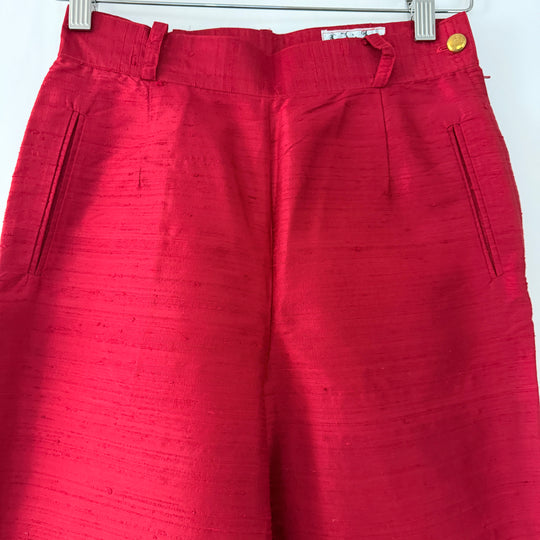 EN SOIE enSoie Zurich red silk pants