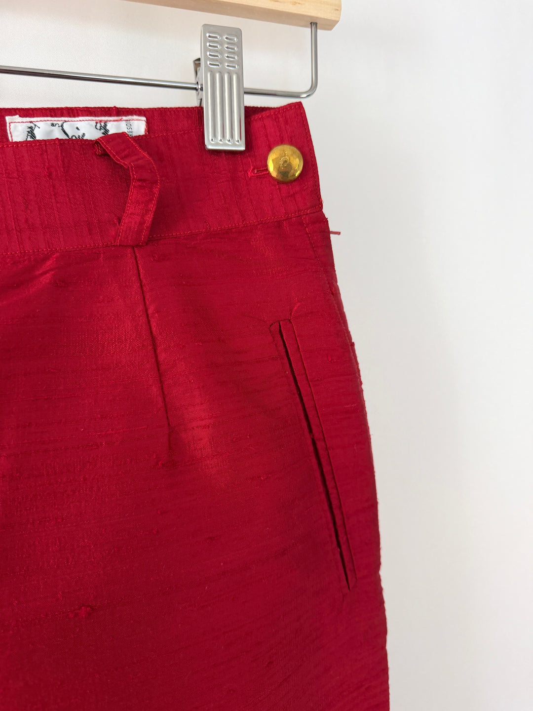 EN SOIE enSoie Zurich red silk pants