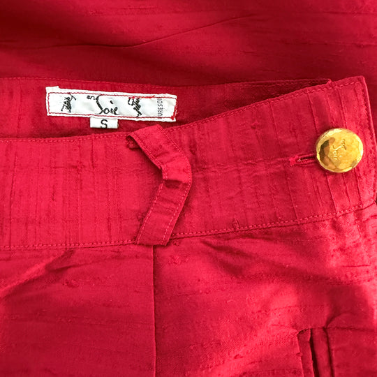 EN SOIE enSoie Zurich red silk pants