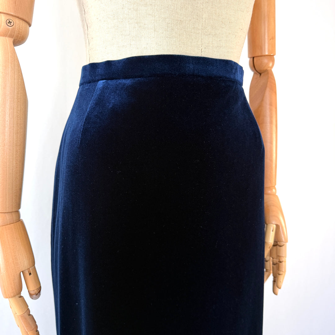 AKRIS Blue Velvet Maxi Skirt