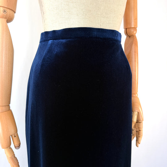 AKRIS Blue Velvet Maxi Skirt