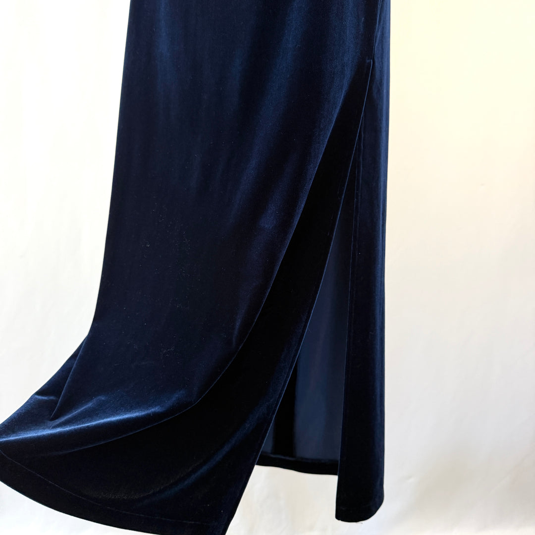 AKRIS Blue Velvet Maxi Skirt