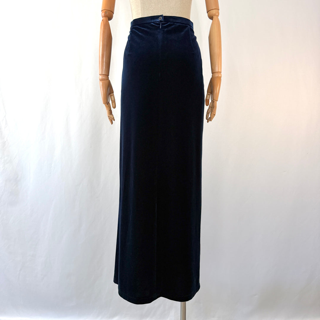 AKRIS Blue Velvet Maxi Skirt
