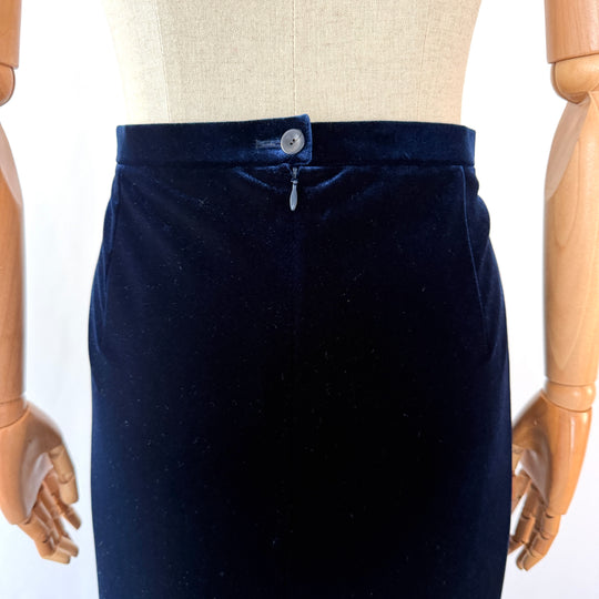 AKRIS Blue Velvet Maxi Skirt