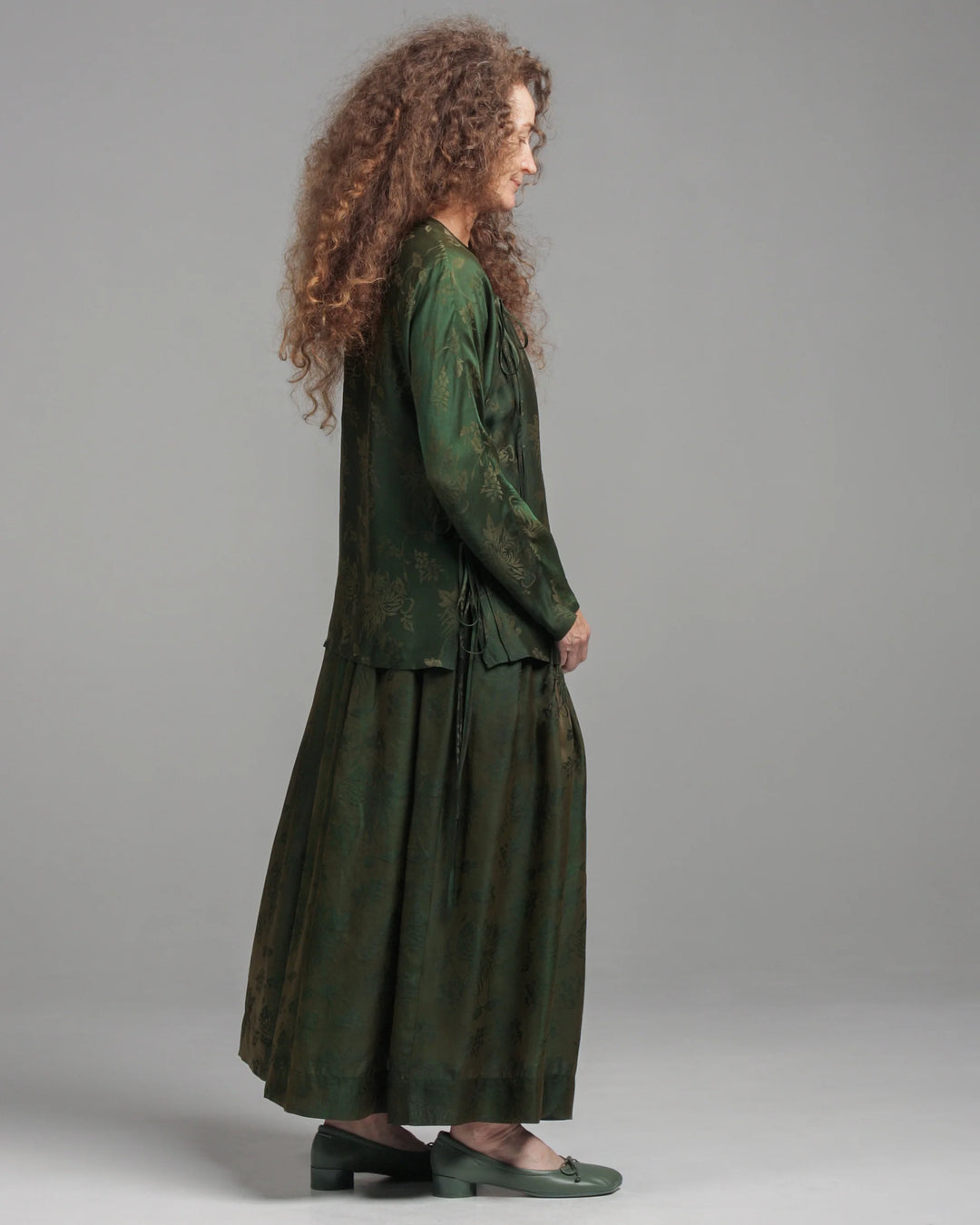 UMA WANG Archive 'Gillian' Floral Jacquard Silk-Blend Skirt