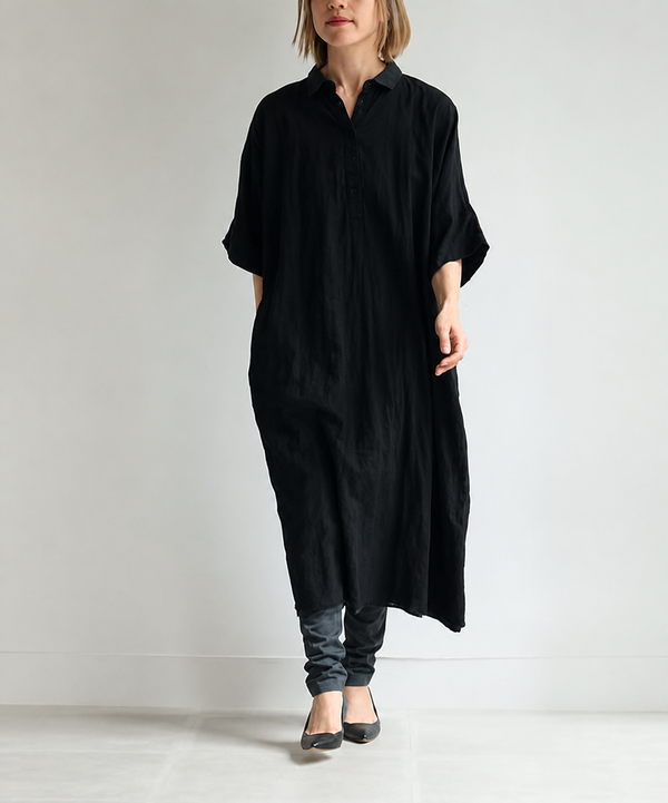 KristenseN du Nord  Black Cotton & Silk Dress