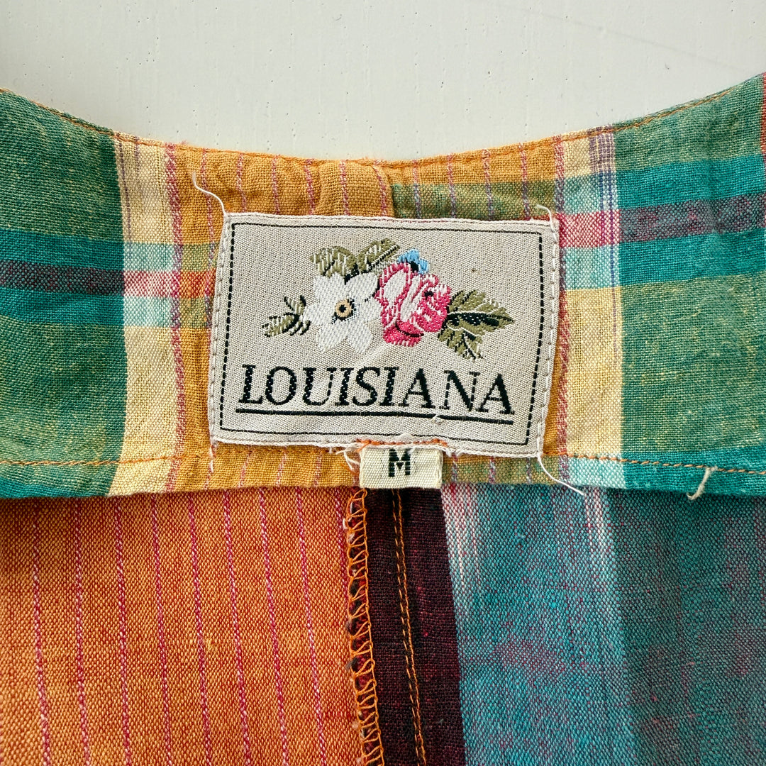 Vintage 1970s Louisiana Ikat Plaid Romper