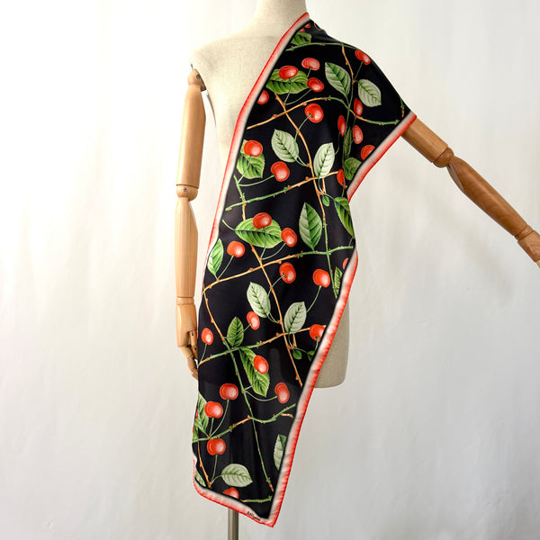 Rare Galliano F/W 2003 Cherry Print New Silk Scarf