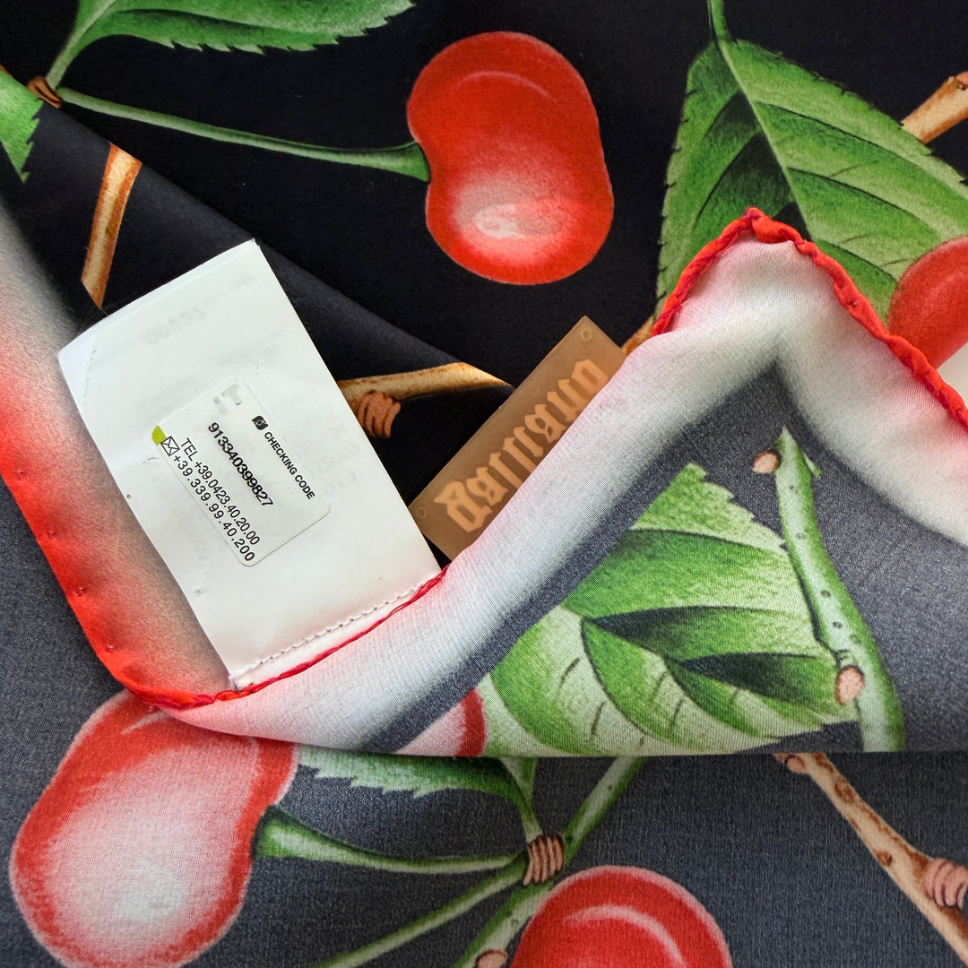 Rare Galliano F/W 2003 Cherry Print New Silk Scarf