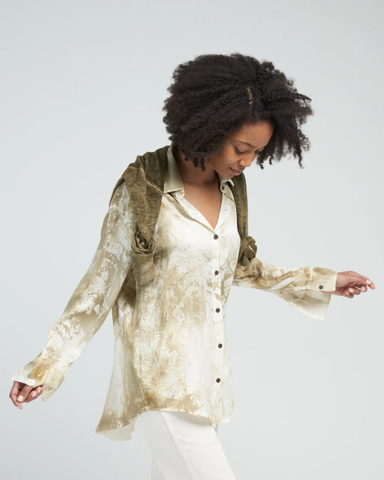 AVANT TOI Marmo Effect Silk Shirt
