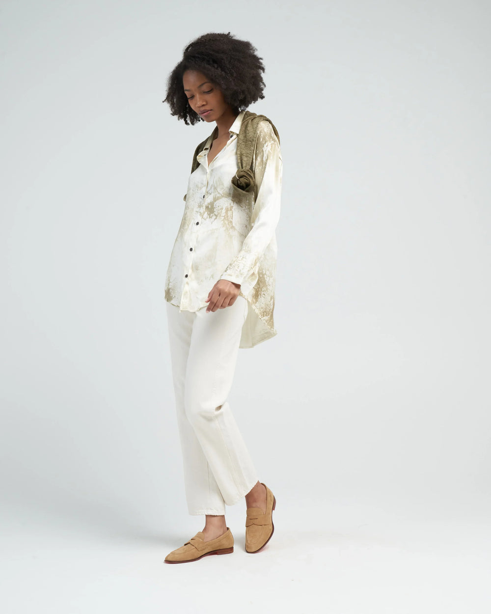 AVANT TOI Marmo Effect Silk Shirt