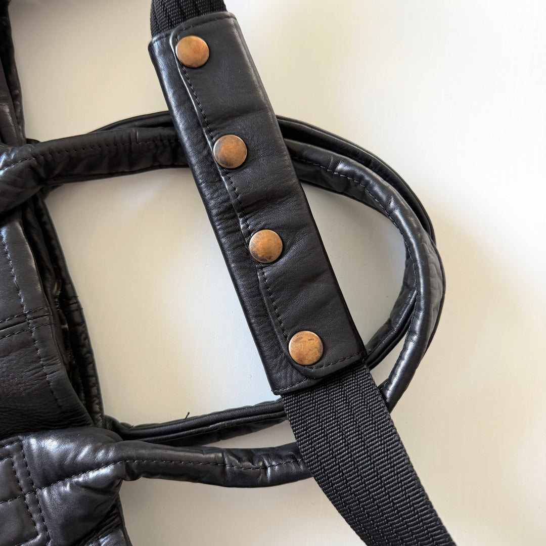 OXS RUBBER SOUL black leather tote bag, handcrafted archive 2014