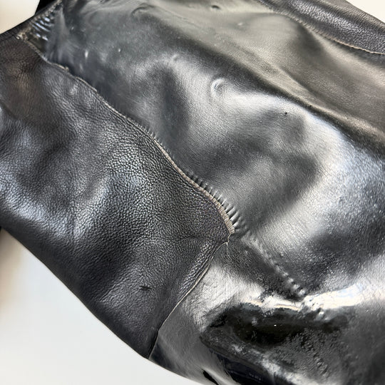 OXS RUBBER SOUL black leather tote bag, handcrafted archive 2014