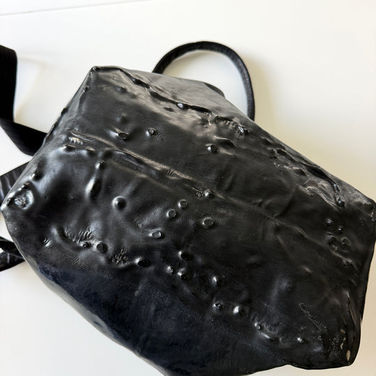 OXS RUBBER SOUL black leather tote bag, handcrafted archive 2014