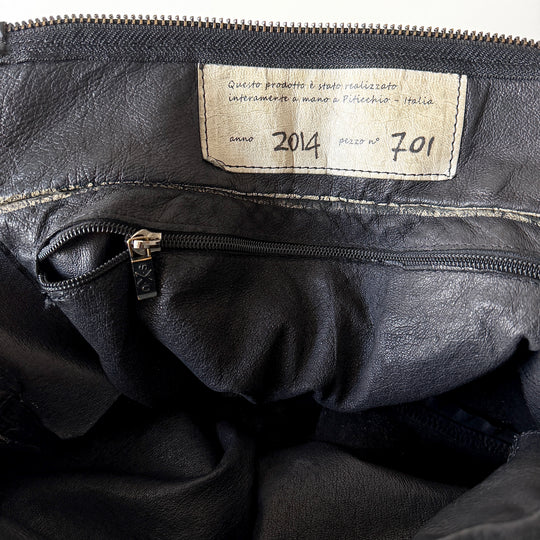 OXS RUBBER SOUL black leather tote bag, handcrafted archive 2014