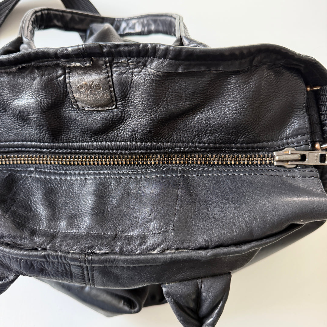 OXS RUBBER SOUL black leather tote bag, handcrafted archive 2014